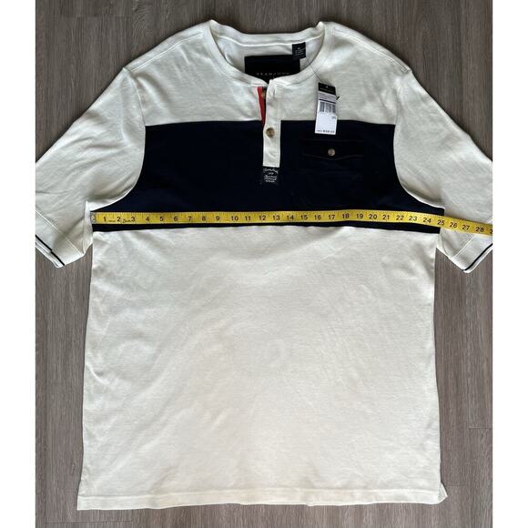 Sean John Men’s 3XL Henley T-Shirt – Colorblock Navy & White Cotton Blend - Picture 5 of 8